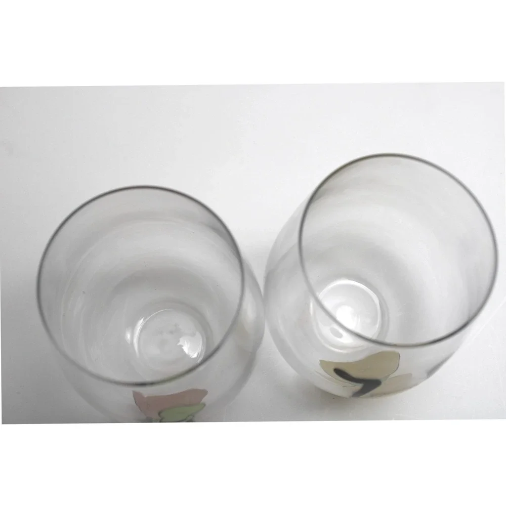 Disney Goofy Pluto Stemless‎ Wine Glass Set 2 Clear Character Barware Tumblers
